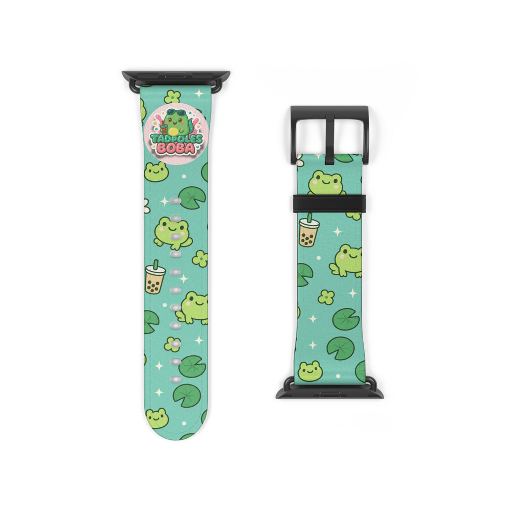 Frog Boba Watch Band — Cute Green Frog & Bubble Tea Apple Watch Strap