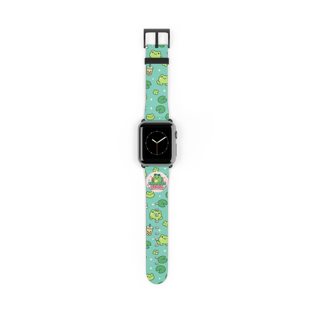 Frog Boba Watch Band — Cute Green Frog & Bubble Tea Apple Watch Strap