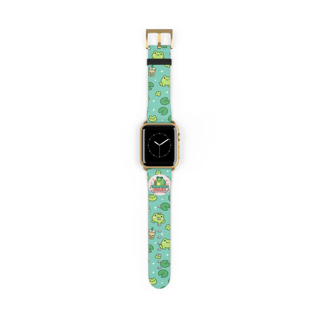 Frog Boba Watch Band — Cute Green Frog & Bubble Tea Apple Watch Strap