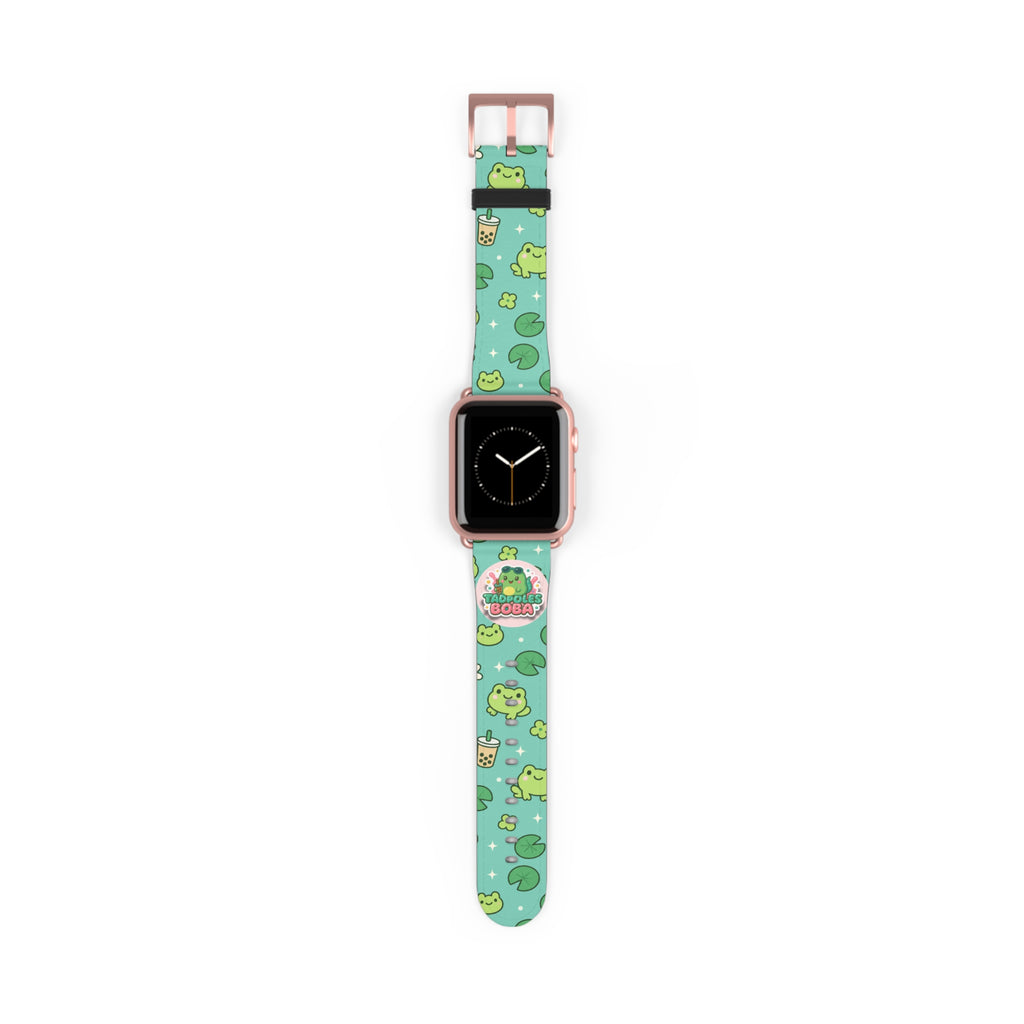 Frog Boba Watch Band — Cute Green Frog & Bubble Tea Apple Watch Strap