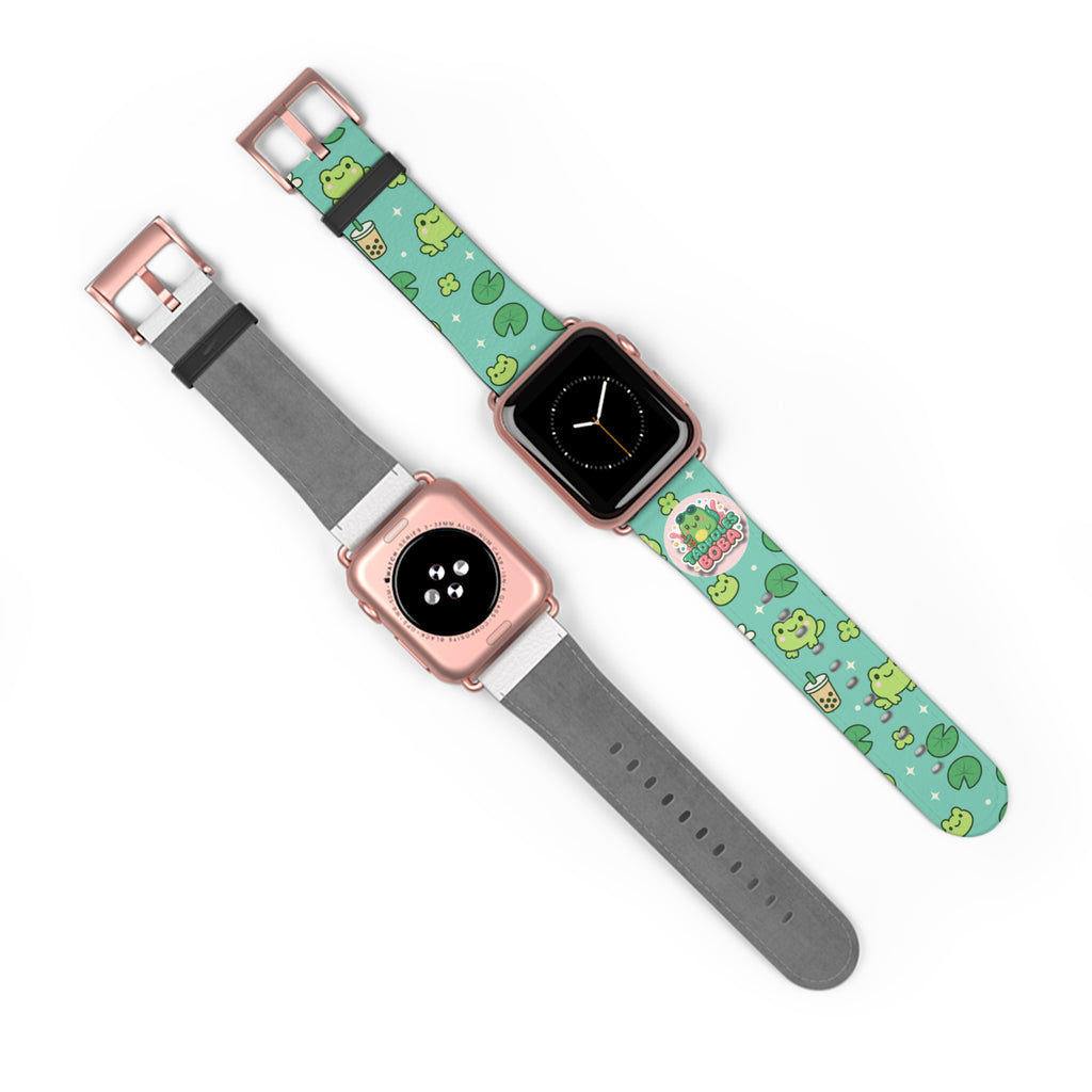 Frog Boba Watch Band — Cute Green Frog & Bubble Tea Apple Watch Strap