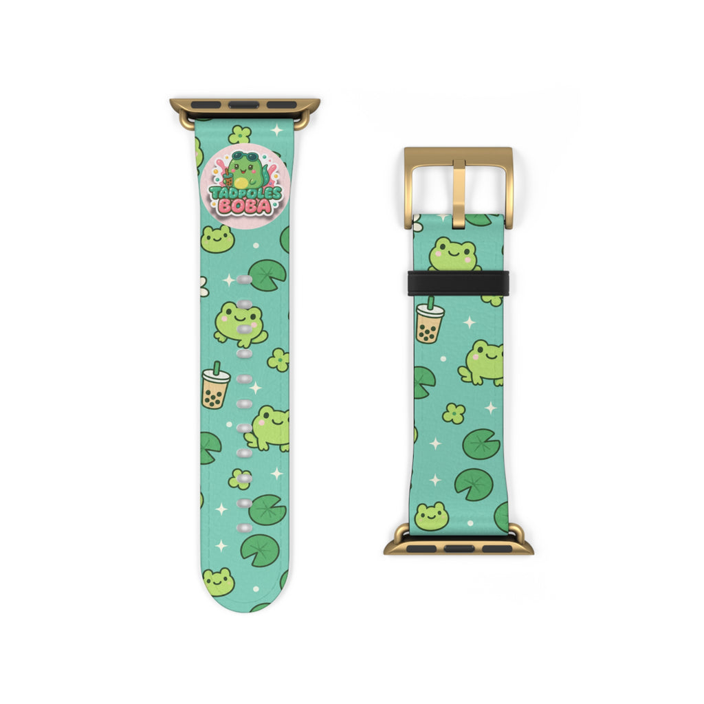 Frog Boba Watch Band — Cute Green Frog & Bubble Tea Apple Watch Strap