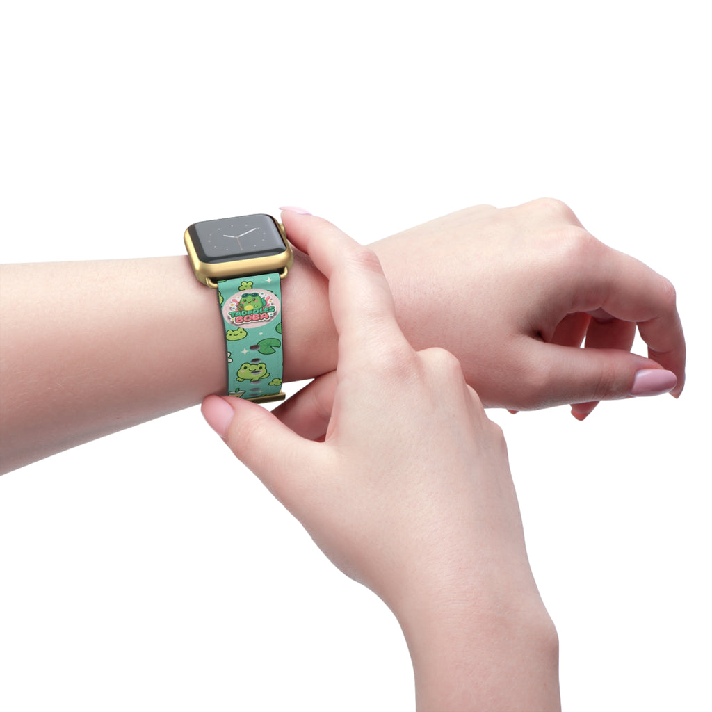 Frog Boba Watch Band — Cute Green Frog & Bubble Tea Apple Watch Strap