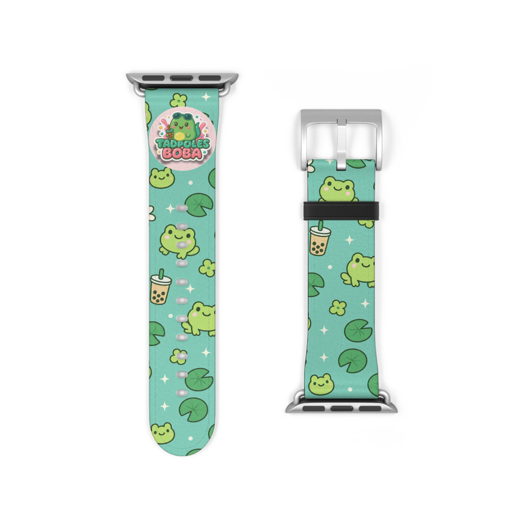 Frog Boba Watch Band — Cute Green Frog & Bubble Tea Apple Watch Strap