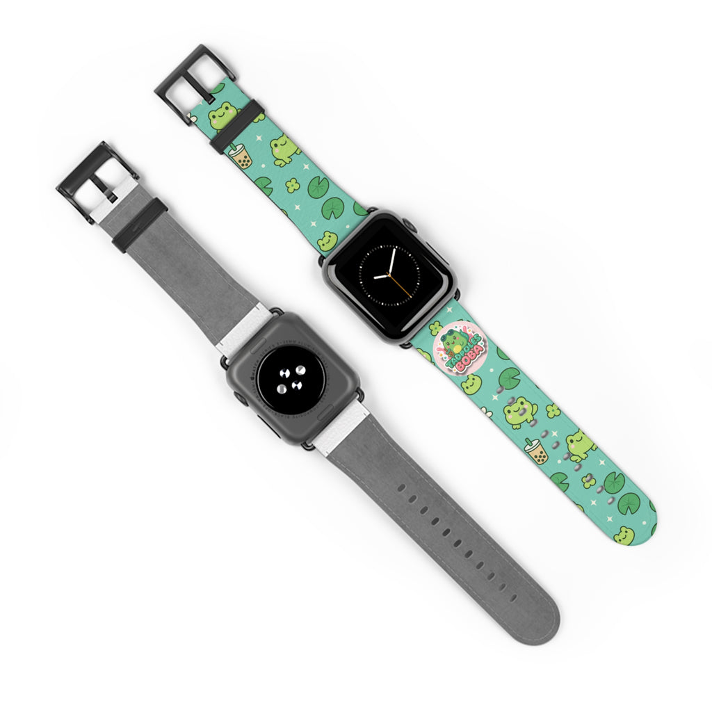 Frog Boba Watch Band — Cute Green Frog & Bubble Tea Apple Watch Strap