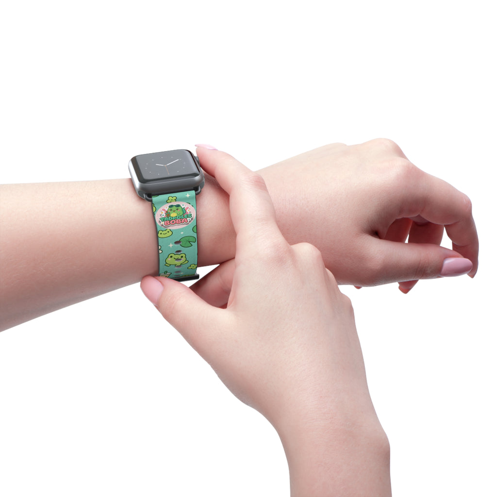 Frog Boba Watch Band — Cute Green Frog & Bubble Tea Apple Watch Strap