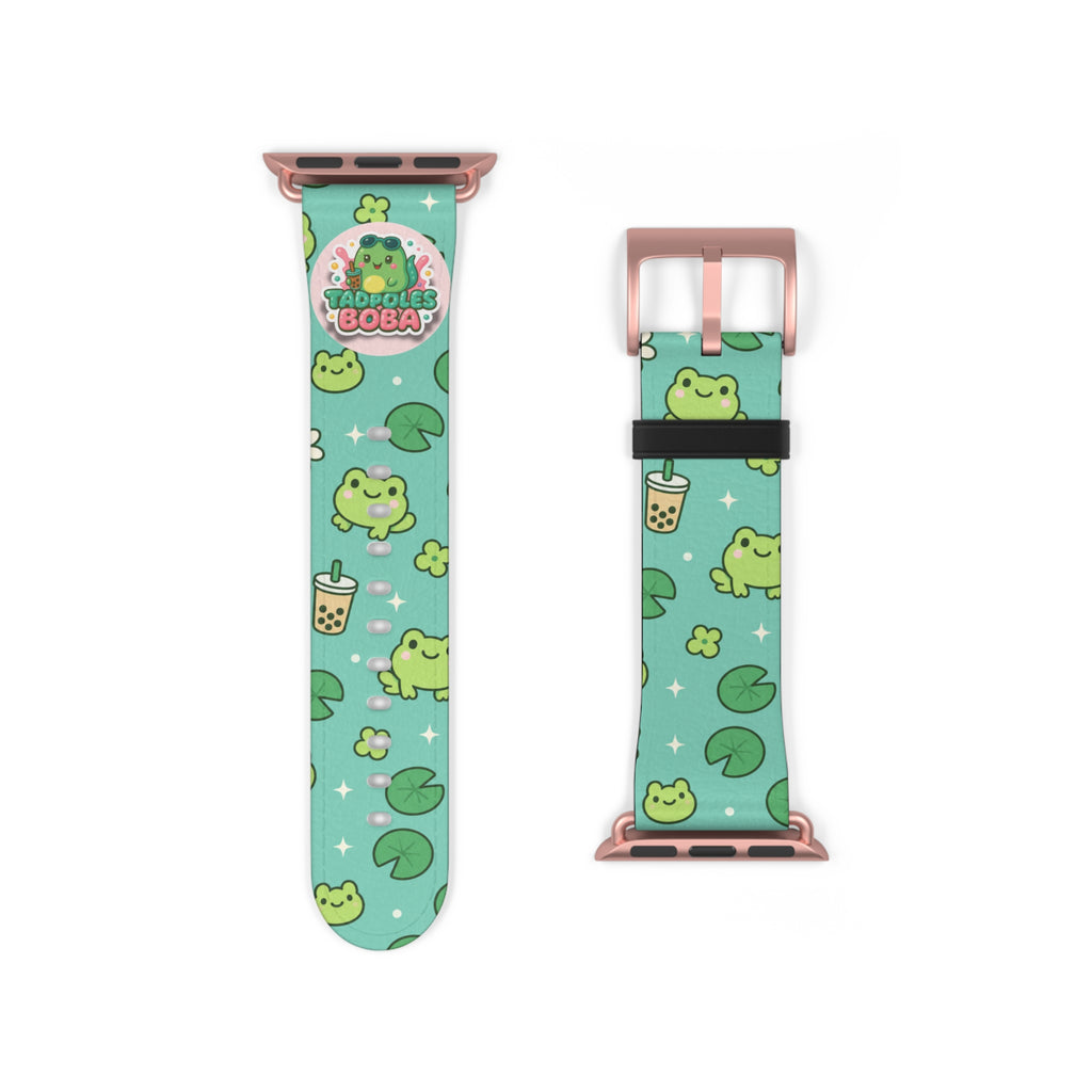 Frog Boba Watch Band — Cute Green Frog & Bubble Tea Apple Watch Strap