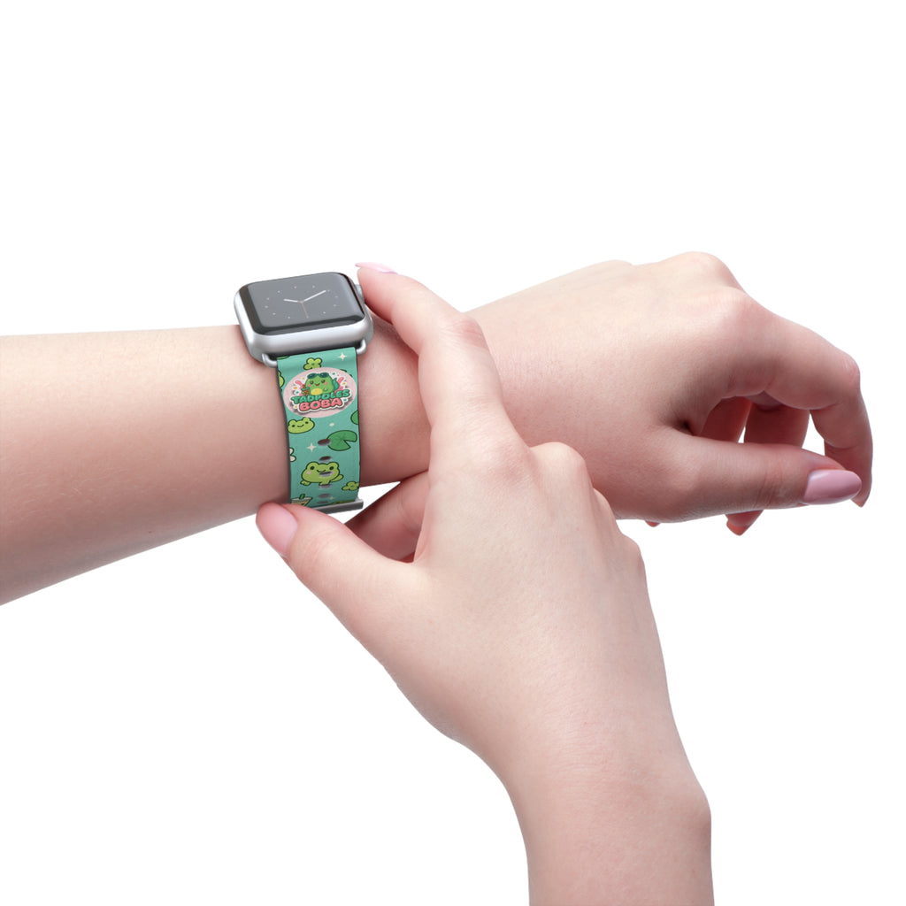 Frog Boba Watch Band — Cute Green Frog & Bubble Tea Apple Watch Strap