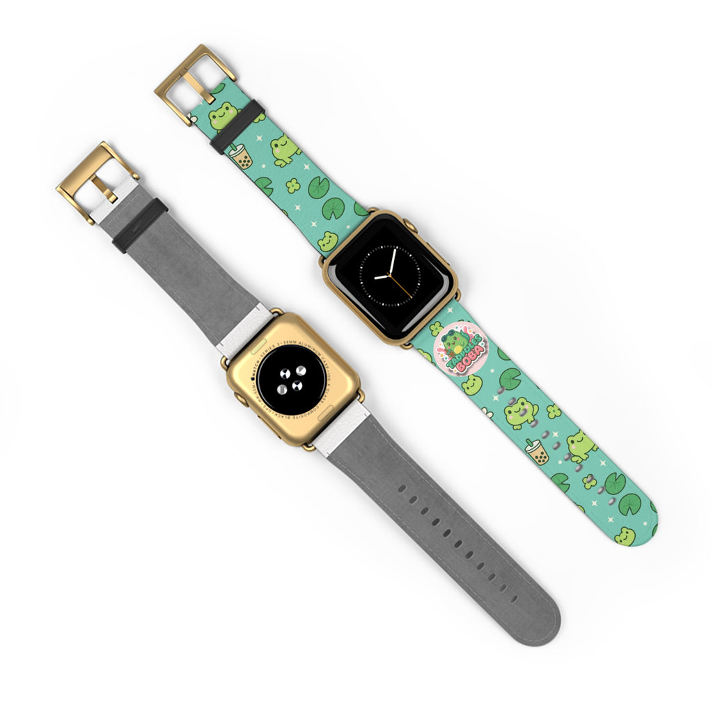 Frog Boba Watch Band — Cute Green Frog & Bubble Tea Apple Watch Strap