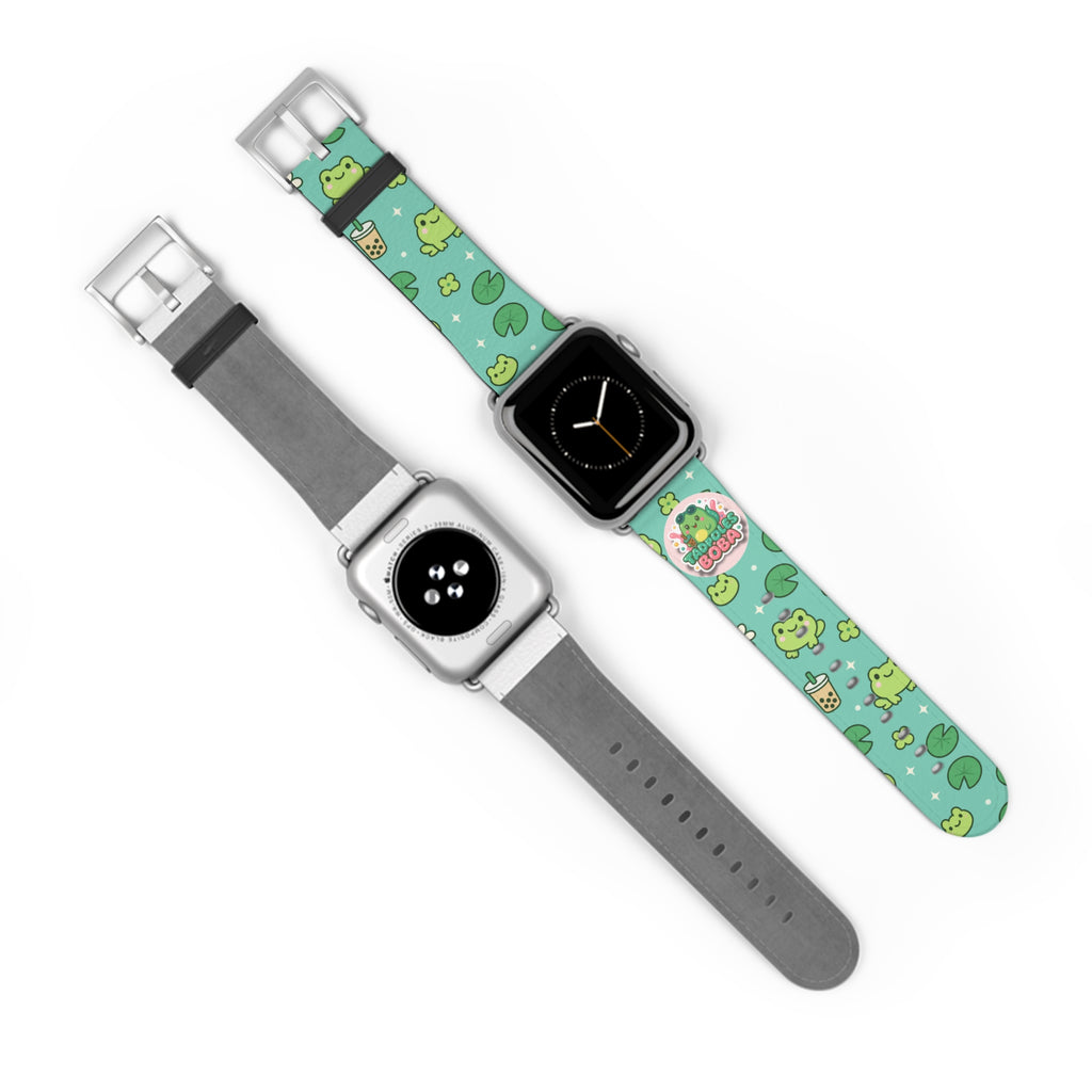 Frog Boba Watch Band — Cute Green Frog & Bubble Tea Apple Watch Strap
